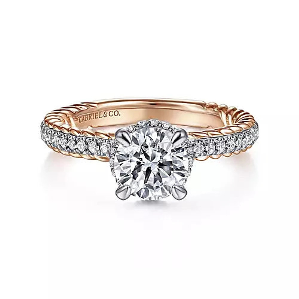 Gabriel & Co-14k White-rose Gold Round Diamond Engagement Ring - 0.28 ct