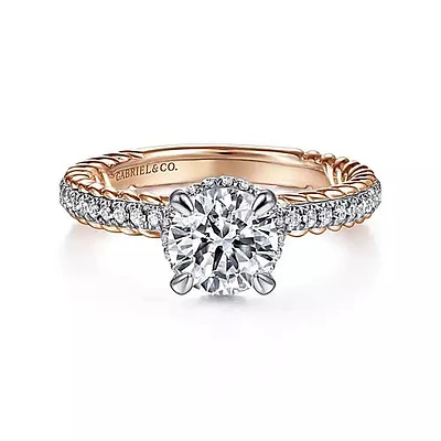 Gabriel & Co-14k White-rose Gold Round Diamond Engagement Ring - 0.28 ct