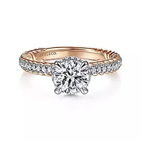 Gabriel & Co-14k White-rose Gold Round Diamond Engagement Ring - 0.28 ct