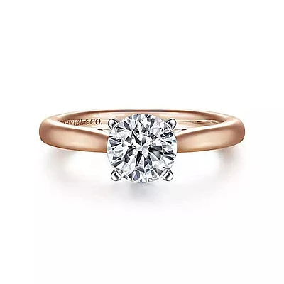 Gabriel & Co-14k White-rose Gold Round Diamond Engagement Ring - 0 ct