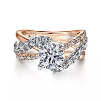 Gabriel & Co-14k White-rose Gold Round Free Form Diamond Engagement Ring - 0.75 ct