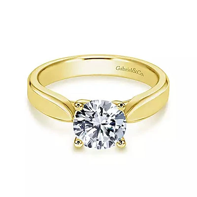 Gabriel & Co-14k Yellow Gold Round Diamond Engagement Ring - 0 ct