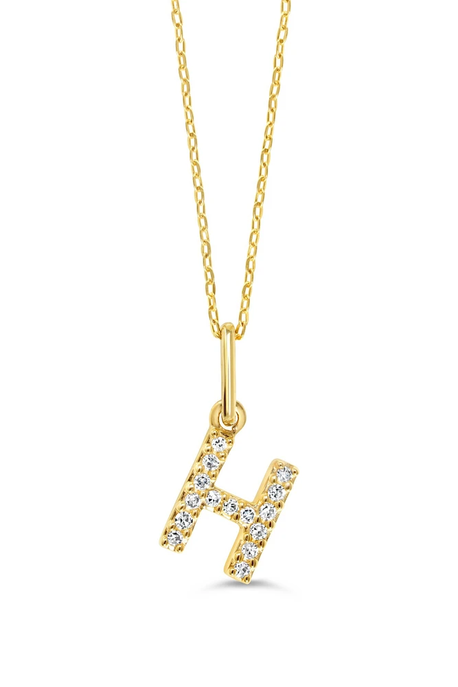 0.05 ct T.W. Diamonds "H" Initial Pendant in 10K Gold