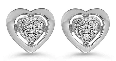 0.05 ct T.W Diamonds Pave Heart 10K Gold Studs