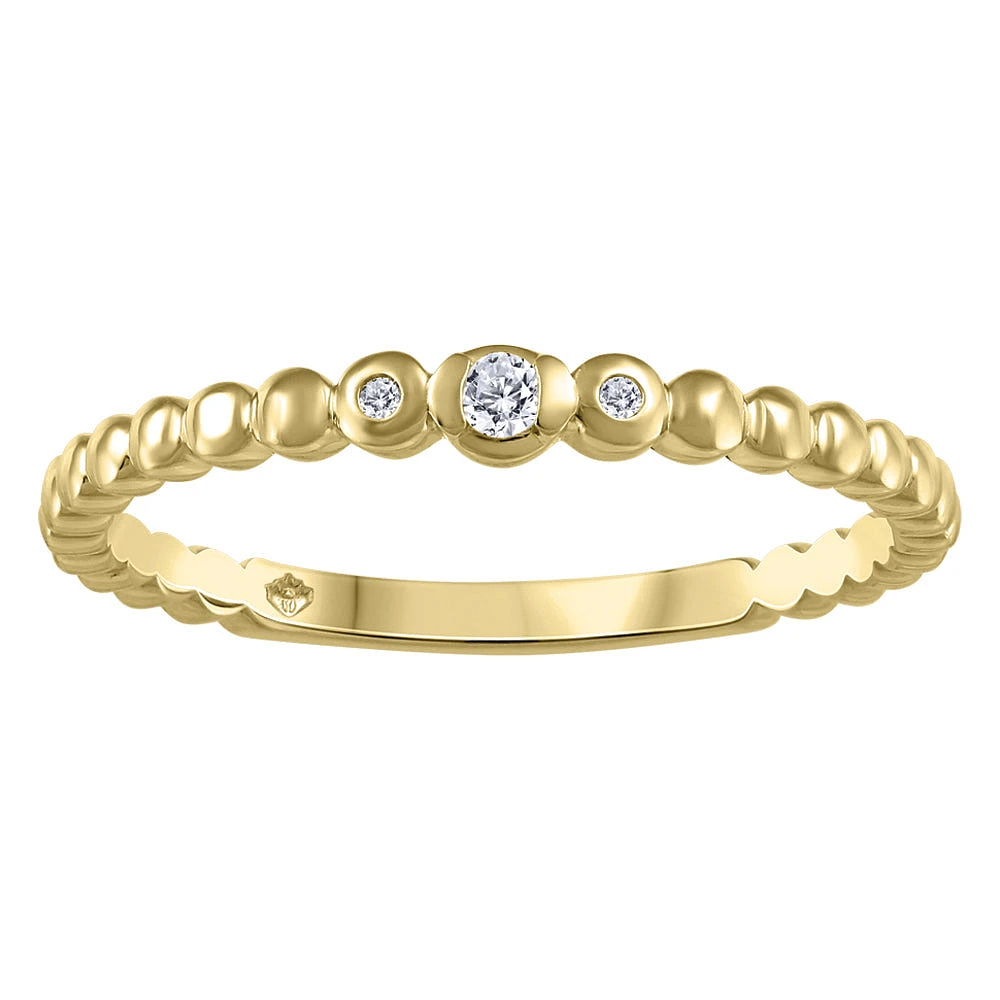 0.10ct T.W. 3-stone Bead Yellow Gold Ladies Band