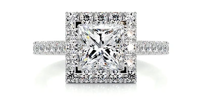 0.87 ct T.W.-14K White Gold Princess Diamond Halo Engagement