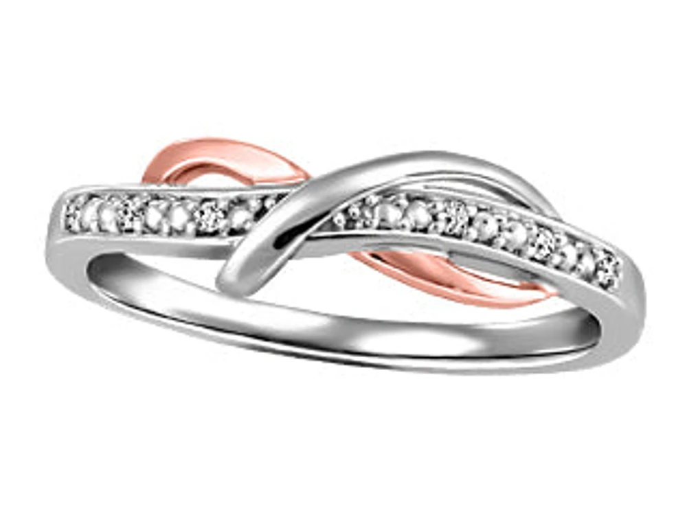 0.03 ct T.W. Ribbon Rose & White Gold Ladies Ring