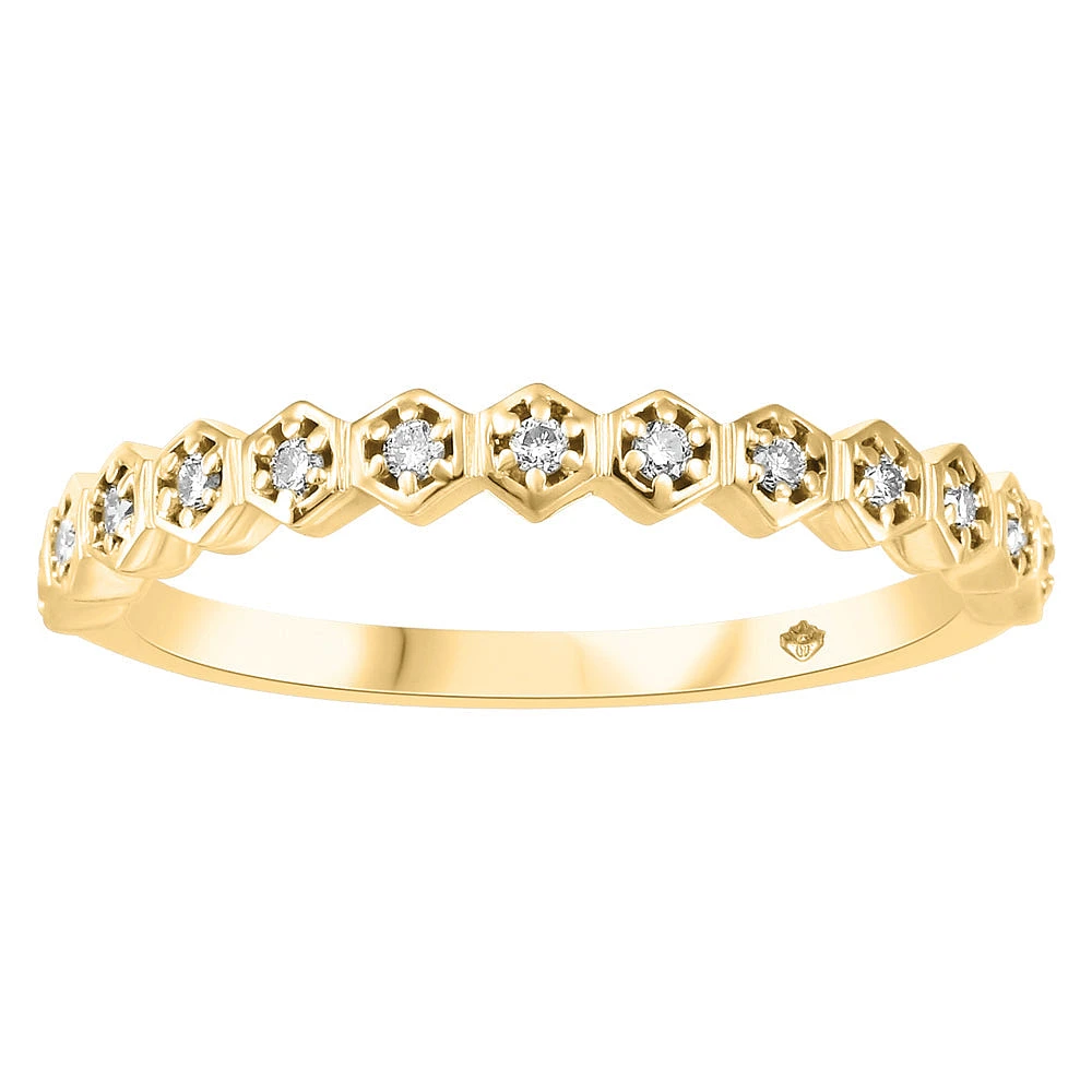 0.10 ct T.W. Hexagonal Yellow Gold Ladies Band