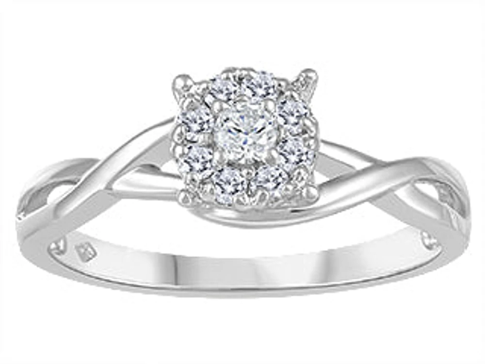 0.22  ct T.W. Twist Cluster Diamond 14K White Gold Ladies Ring