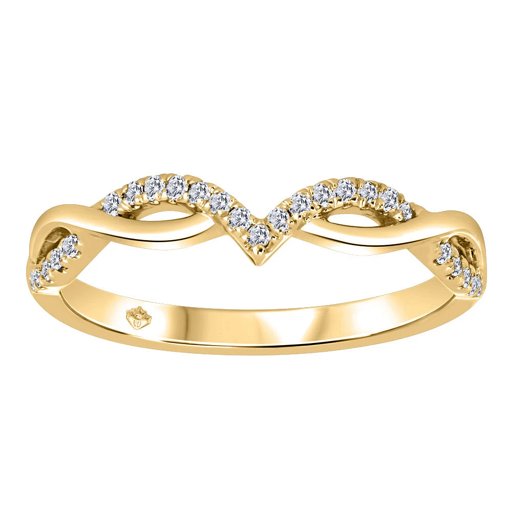 0.13 ct T.W. Double Chevron Yellow Gold Ladies Band