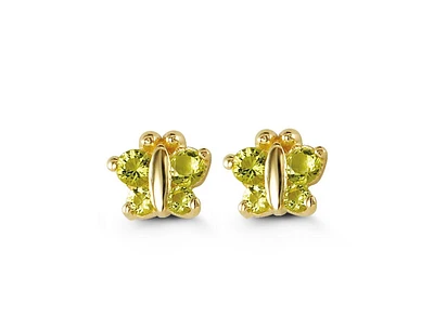 Baby Green Butterflies Studs in 14k Yellow Gold