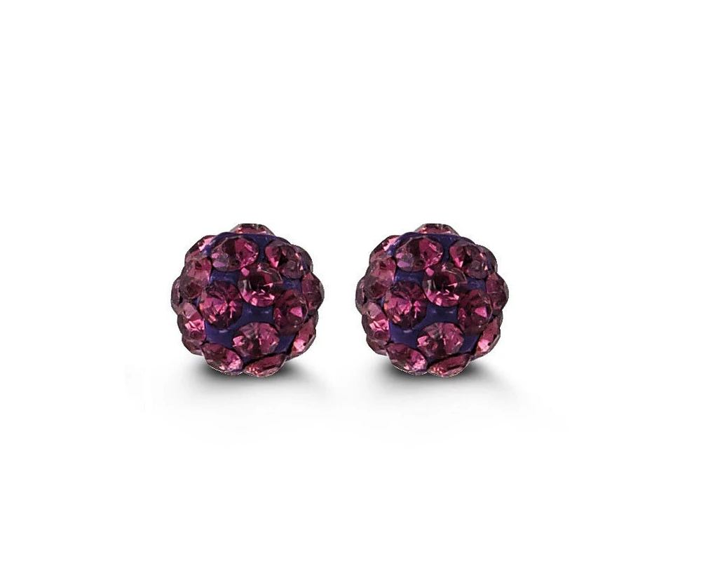 Baby Dark Red Firecracker Studs in Yellow Gold