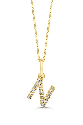 0.05 ct T.W. Diamonds "N" Initial Pendant in 10K Gold