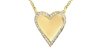 0.14 ct T.W Heart Diamond Ouline Engravable Gold Necklace