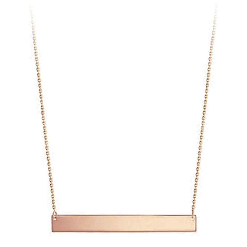 10K Rose Gold Plaque Plate Engravable Necklace (Model BEL-3406)