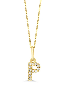 0.05 ct T.W. Diamonds "P" Initial Pendant in 10K Gold