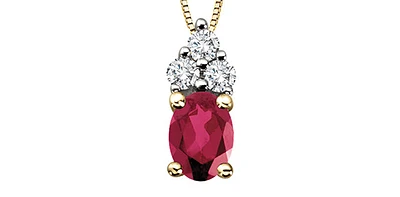 Ruby Cluster Diamond Yellow Gold Pendant