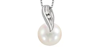 Pearl Diamonds Swirl White Gold Pendant