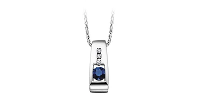 Sapphire Diamond Journey Pendant in White Gold