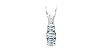 Aquamarine Past-Present-Future Diamond Pendant in White Gold