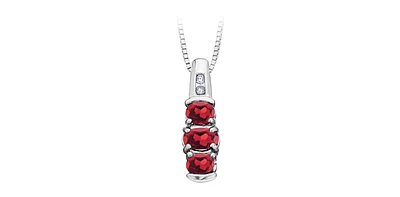 Garnet Past-Present-Future Diamond Pendant in White Gold