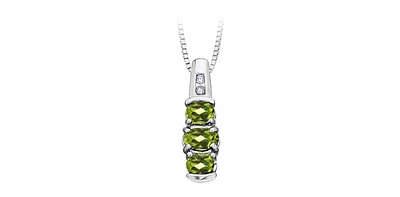 Peridot Past-Present-Future Diamond Pendant in White Gold