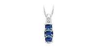 September Sapphire Past-Present-Future Diamond Pendant in White Gold