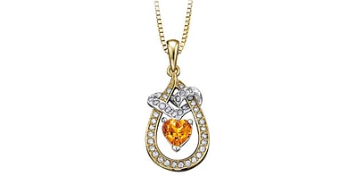 Heart-Shaped Citrine Teardrop Pendant in Two Tone Gold