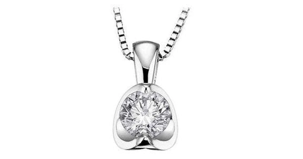 0.30 ct T.W Half-Moon 18KPD White Gold Pendant