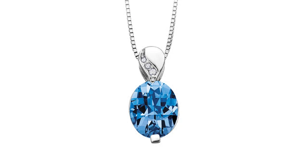 Ocean Blue Topaz Diamond Pendant in White Gold