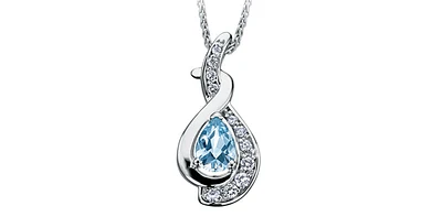 Pear Shaped Aquamarine Diamond Swirl Pendant