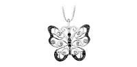 0.15 ct. T.W Black & White Diamond White Gold Butterfly Necklace