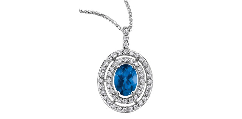 Sapphire 0.30ct T. W Diamond Double Frame Pendant