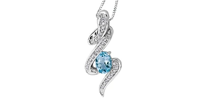 Aquamarine 0.15 ctT.W. Diamond Whirlwind Pendant