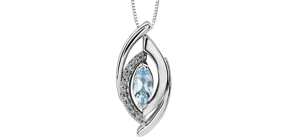 Aquamarine & Diamond Celtic in White Gold Pendant