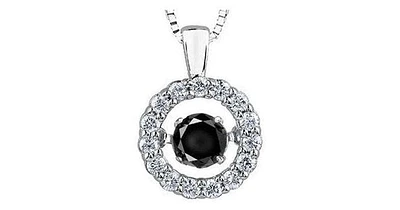 0.50 ct. T.W.  Pulse Colored Diamond White Gold Halo Circle Pendant