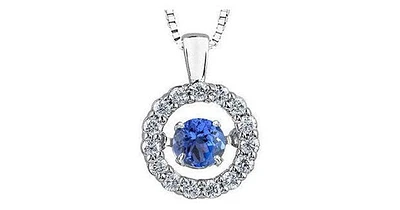 0.20 ct T.W Dancing Gemstones White Gold Open Halo Circle Pendant