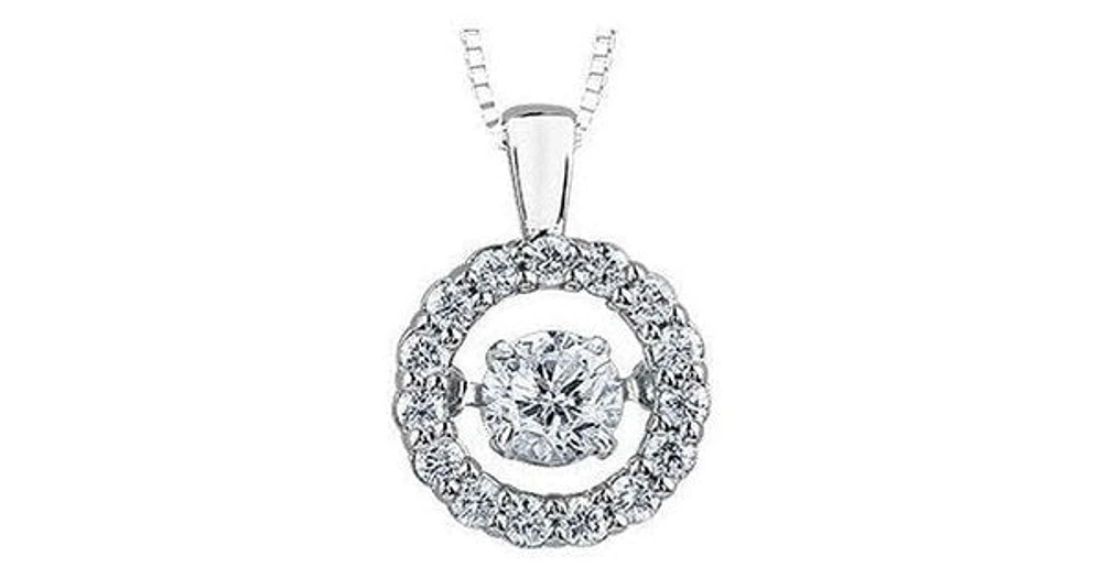 Pulse Diamond White Gold Open Halo Circle Pendant