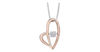 0.12 ct. T.W. Pulse Diamonds Two Tone Gold Double Open Heart Pendant