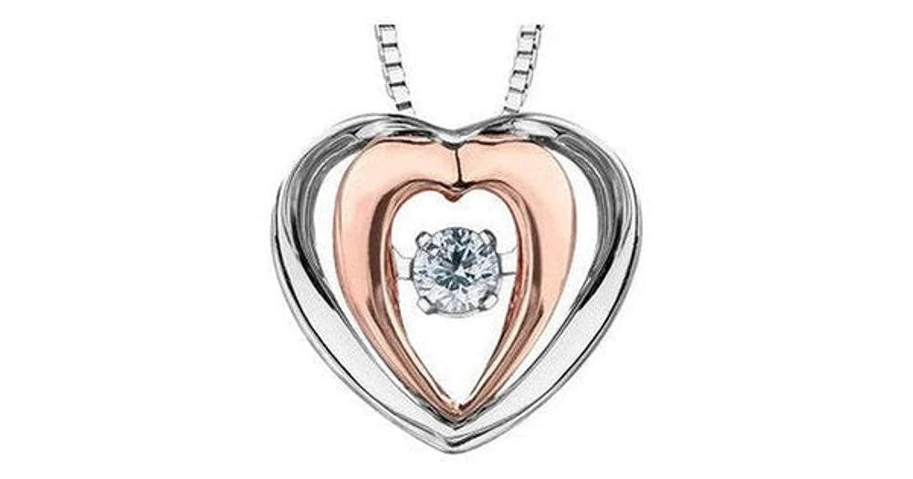 0.15 ct. T.W. Pulse Diamonds Two Tone Gold Double Heart Pendant