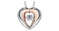 0.15 ct. T.W. Pulse Diamonds Two Tone Gold Double Heart Pendant