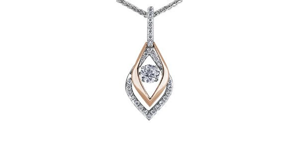 0.51 ct. T.W Dancing Diamond 18KPD Rose & White Gold Necklace