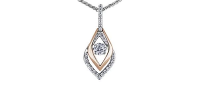 0.51 ct. T.W Dancing Diamond 18KPD Rose & White Gold Necklace