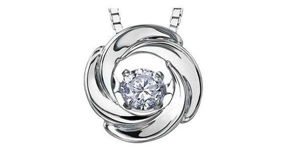 0.10 ct. T.W. Pulse Diamonds White Gold Swirling Flower Pendant