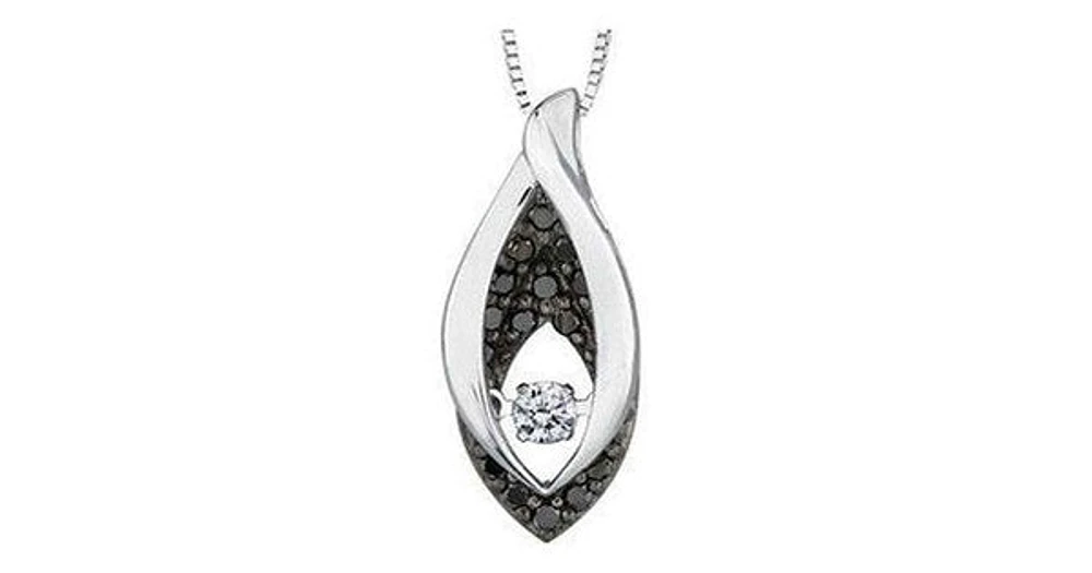 0.28 ct. T.W. Pulse & Black Diamonds White Gold Petal Pendant