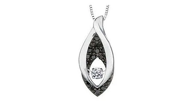 0.28 ct. T.W. Pulse & Black Diamonds White Gold Petal Pendant