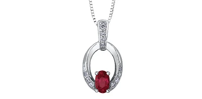 Ruby Diamonds Open Circle Pendant in White Gold