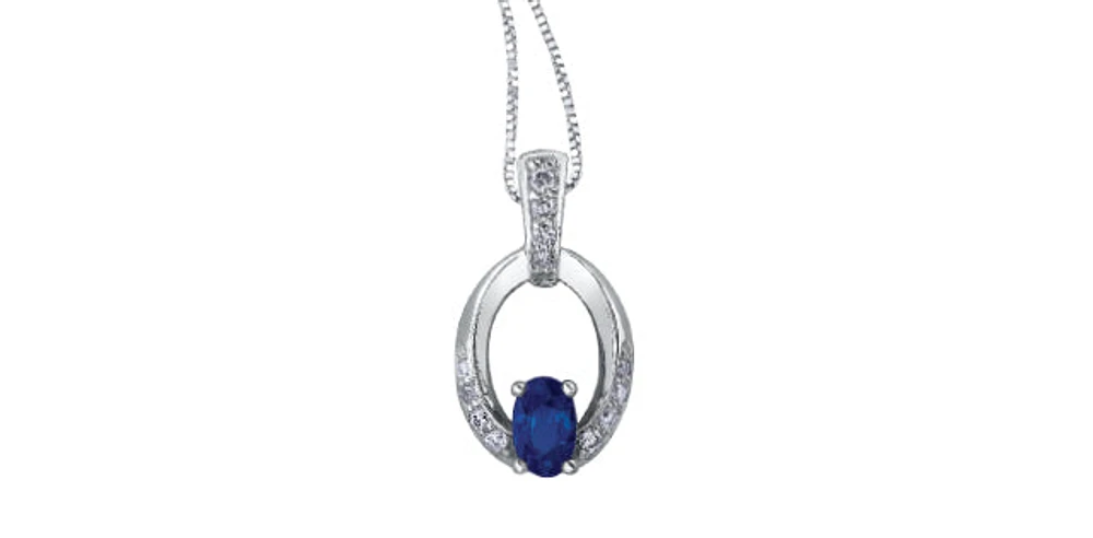 Sapphire Diamonds Open Circle Pendant in White Gold