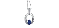 Sapphire Diamonds Open Circle Pendant in White Gold