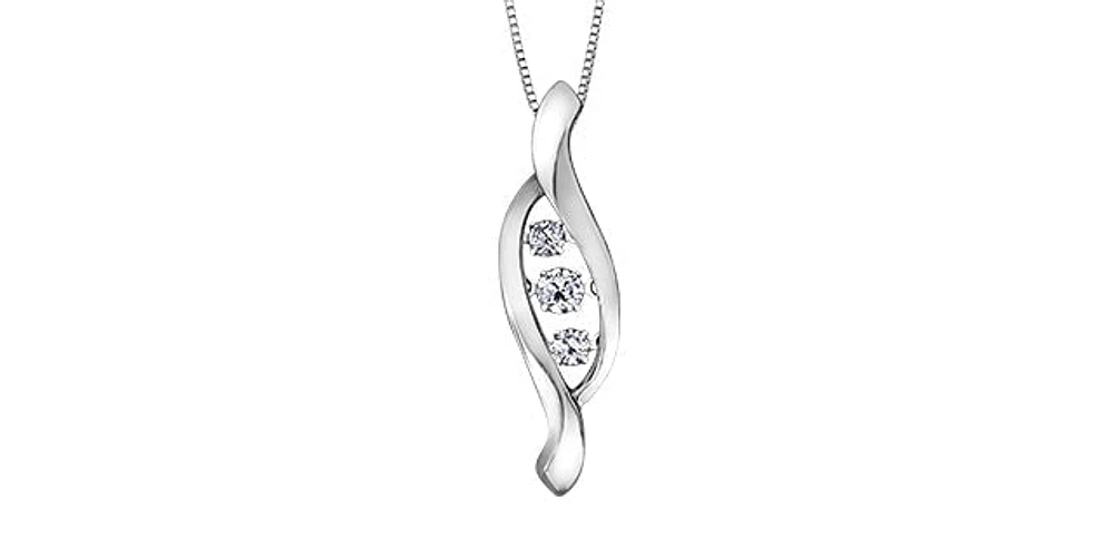 0.25 ct. T.W. Pulse Diamond White Gold Elongated Three Stones Pendant